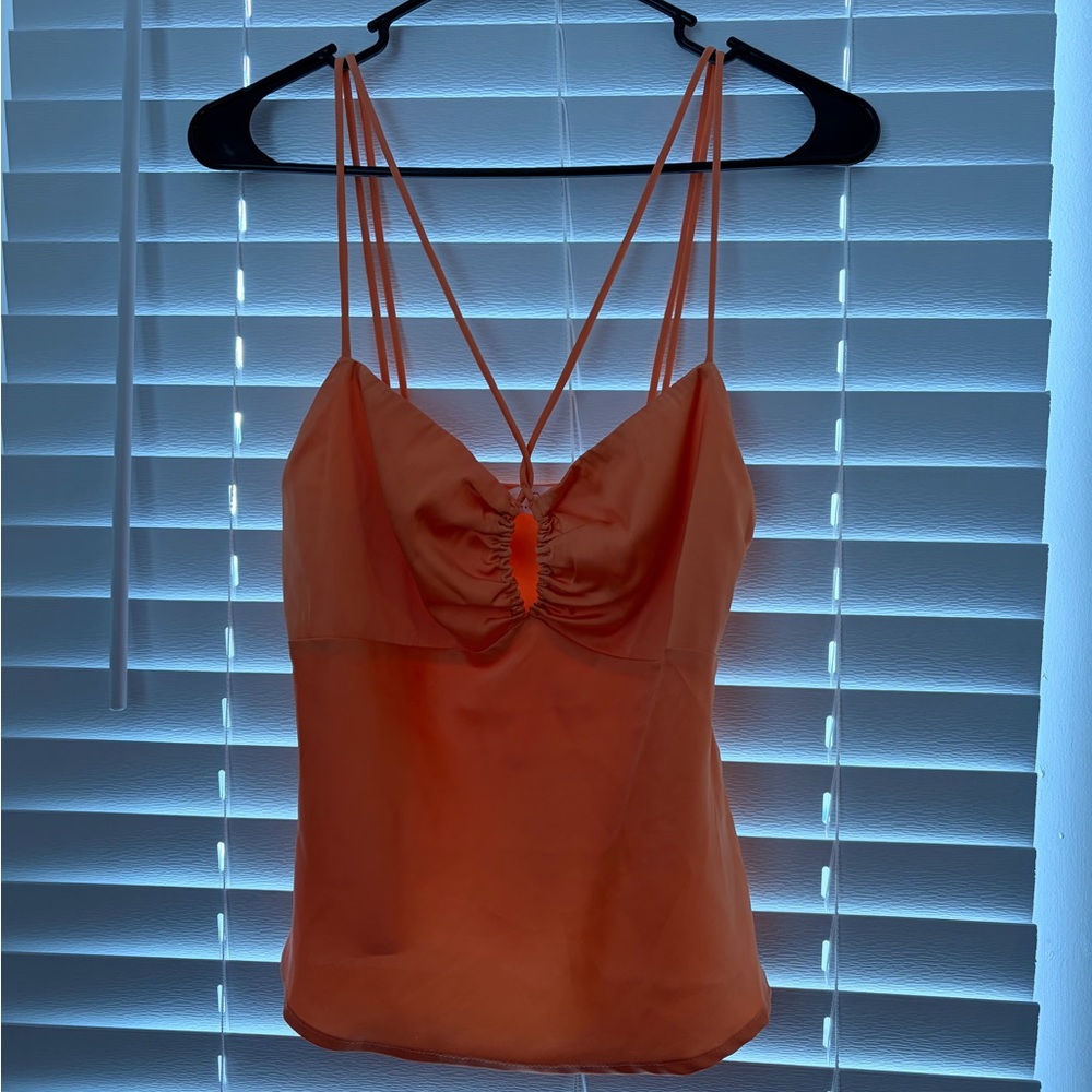 Astr Vibrant Orange Strappy Top